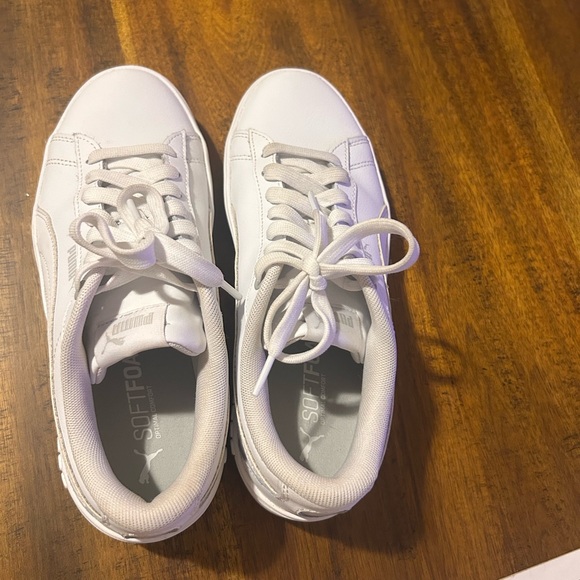 Puma White and Gray Platform Athletic Shoes - Picture 2 of 7